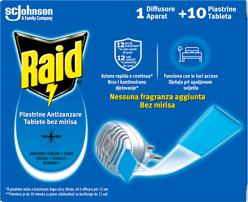 Električni aparat + 10 tableta za električni aparat protiv komaraca  Raid