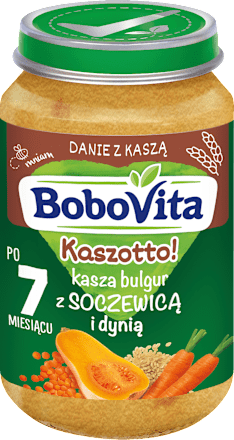 Kasza bulgur z soczewicą i dynią Kaszotto, po 7. miesiącu Bobovita