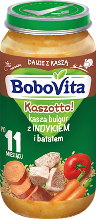 Kasza bulgur z indykiem i batatem Kaszotto, po 11. miesiącu Bobovita