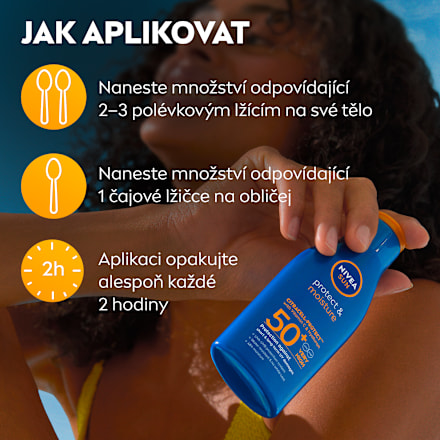 protect & moisture mléko hydratační s SPF50+ NIVEA SUN
