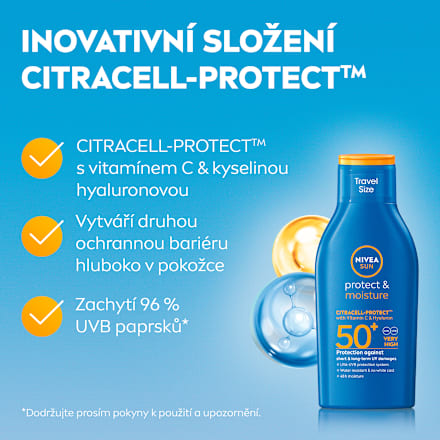 protect & moisture mléko hydratační s SPF50+ NIVEA SUN