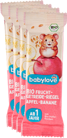 Bio sadno-žitna rezina z jabolki, bananami in ovsenimi kosmiči, po dopolnjenem 1. letu, 4 x 25 g babylove