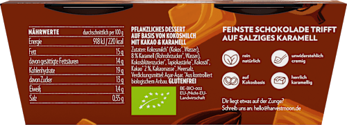 Pflanzliches Dessert Chocolate & Salted Caramel HARVEST MOON
