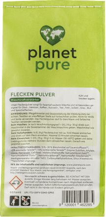 Fleckenpulver Waschkraftverstärker planet pure