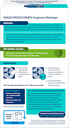 Hygienereiniger für die Waschmaschine Dr. Beckmann