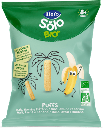 Snack Puffs mais, avena e banana Hero Solo