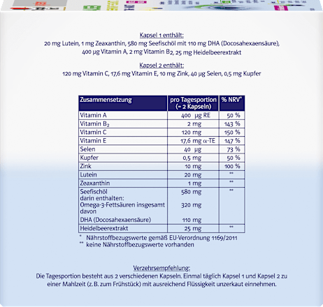 Doppelherz system Augen Sehkraft + Schutz Tag und Nacht Kapseln 120 St Doppelherz