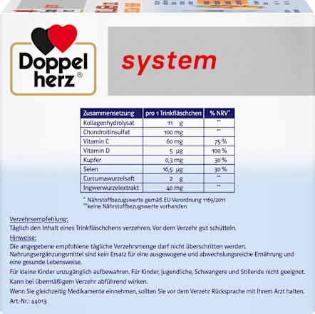 Doppelherz system Kollagen 11000 Curcuma + Ingwer Trinkfläschchen 30 St Doppelherz