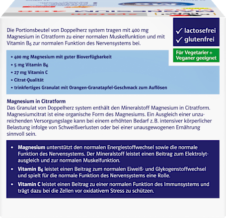 Doppelherz system Magnesium 400 Citrat Granulat Beutel 40 St Doppelherz
