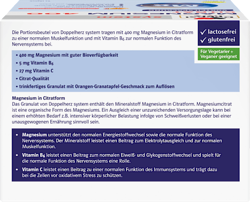 Doppelherz system Magnesium 400 Citrat Granulat Beutel 60 St Doppelherz