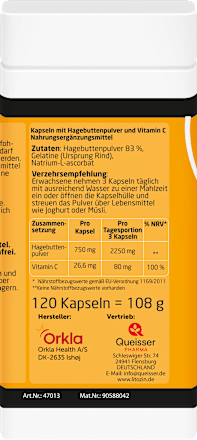 LITOZIN Ultra Hagebuttenpulver mit Vitamin C Kapseln 120 St LITOZIN