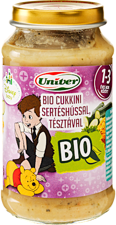 Gyermekmenü 1 éves kortól cukkinivel, sertéshússal és tésztával  Univer