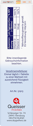 Doppelherz system Vitamin D3 2000 + K2 Vegan Tabletten 120 St Doppelherz