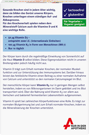 Doppelherz system Vitamin D3 2000 + K2 Vegan Tabletten 120 St Doppelherz
