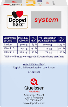 Doppelherz system Calcium 1000 + D3 + K2 Kautabletten 60 St Doppelherz