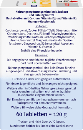 Doppelherz system Calcium 1000 + D3 + K2 Kautabletten 60 St Doppelherz