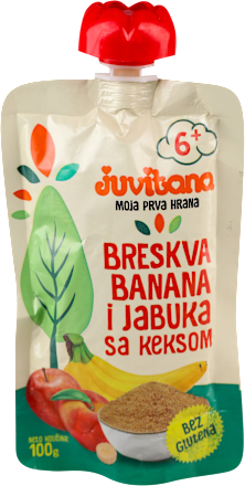 Voćna kašica -  breskva, banana, jabuka sa keksom, od 6. meseca juvitana