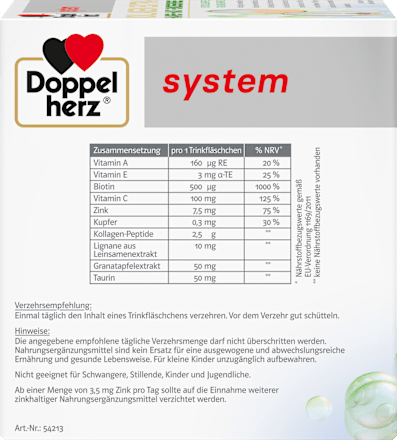 Doppelherz system Kollagen Extra  Haare + Haut + Bindegewebe Trinkfläschchen 30 St Doppelherz