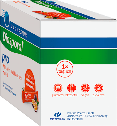 Magnesium-Diasporal Pro Muskeln und Knochen direkt Direktgranulat Sticks 30 St Diasporal