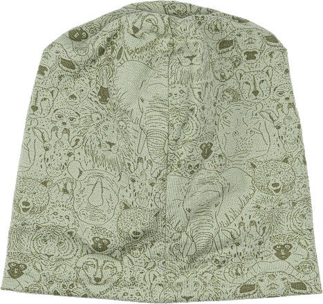 Mütze mit Tier-Muster, grün, Gr. 98/104 Mikk-Line