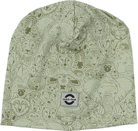 Mütze mit Tier-Muster, grün, Gr. 122/128 Mikk-Line