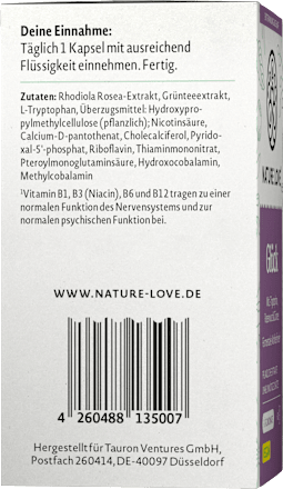 Pflanzenstoff-Komplex L-Tryptophan, Rosenwurz & Grüntee Nature Love