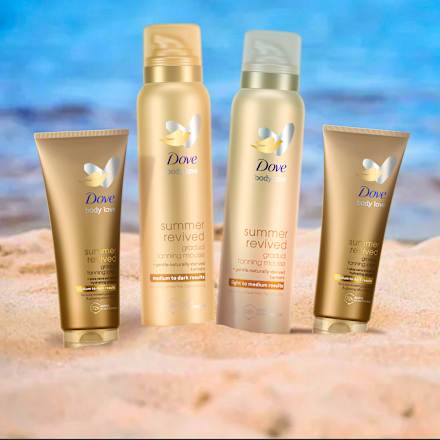 body love summer revived tónovací tělové mléko medium to dark Dove