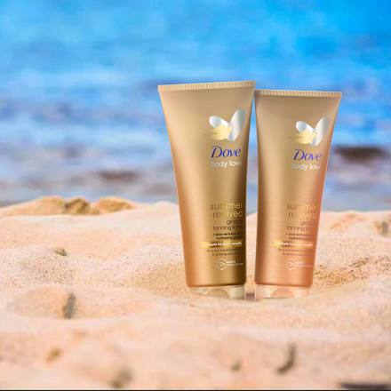 body love summer revived tónovací tělové mléko medium to dark Dove