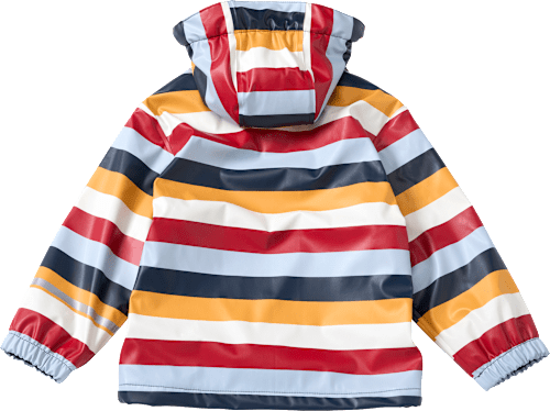 Regenjacke mit Futter & Streifen-Muster, rot & blau & gelb, Gr.  110/116 PUSBLU