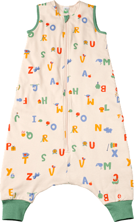 Schlafsack mit Beinen 2 TOG mit Buchstaben-Muster, beige, 100 cm ALANA