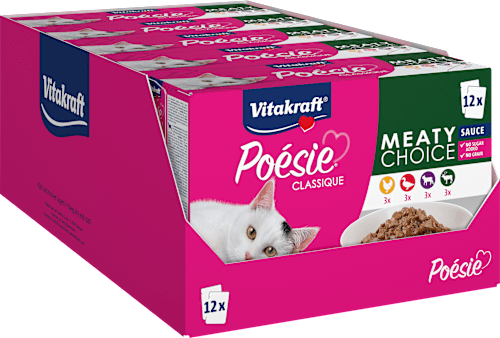 Nassfutter Katze, Fleisch in Soße, Poésie Classique, Multipack (12x85 g) Vitakraft