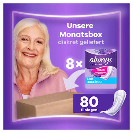 discreet Einlagen bei Blasenschwäche Long Monatspack always