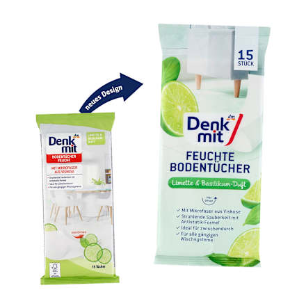 Nedves padlótisztító kendő lime és bazsalikom illattal Denkmit