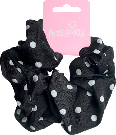 Scrunchy gumica za kosu – crna s bijelim točkicama ACCESSOIRES