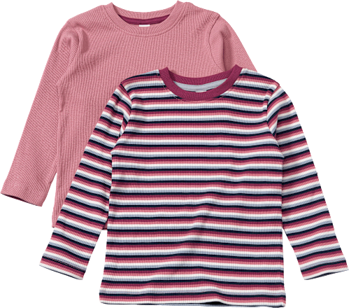 Langarmshirts mit Ripp-Struktur + Ringel-Muster, rosa, Gr. 92 ALANA