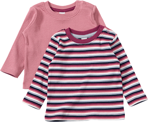 Langarmshirts mit Ripp-Struktur + Ringel-Muster, rosa, Gr. 80 ALANA