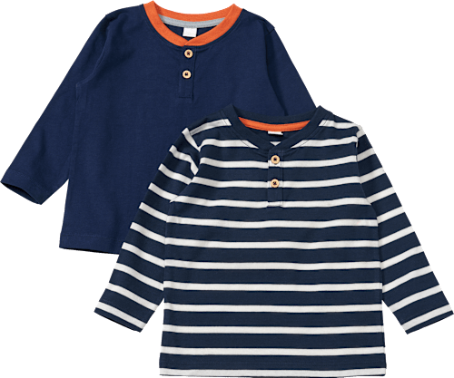 Langarmshirts mit Ringel-Muster & Knopfleiste, blau, Gr. 98 ALANA