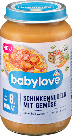 Menü Schinkennudeln mit Gemüse, ab 8 Monaten babylove