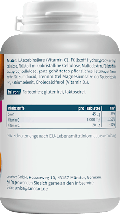Vitamin C+D+Selen Tabletten 180 St sanotact