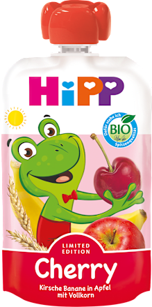 BIO příkrm v sáčku banán, jablko, višeň, špalda HiPP