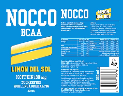 Energy Drink Limón de Sol BCAA NOCCO