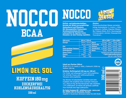 Energy Drink Limón de Sol NOCCO