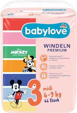 Premium pelene vel. 3 midi (4-9 kg) babylove