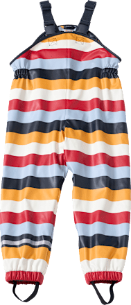 Regenhose mit Futter & Streifen-Muster, rot & blau & gelb, Gr. 122/128 PUSBLU