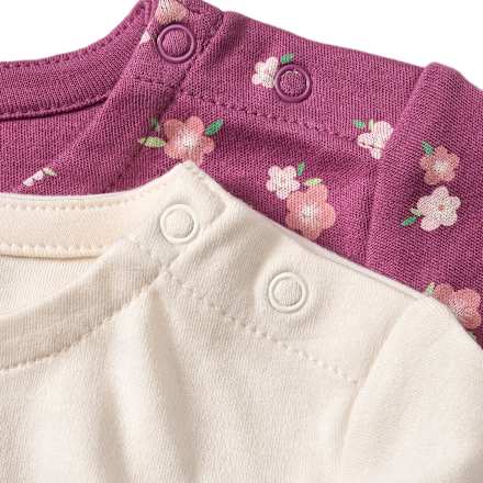 Langarmshirts mit Igel-Motiv & Blumen-Muster, beere + beige, Gr. 62 ALANA