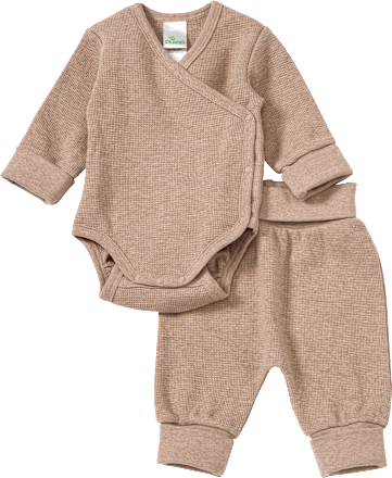 Set mit Wickelbody und Hose mit Mitwachsfunktion, beige, Gr. 62/68 ALANA