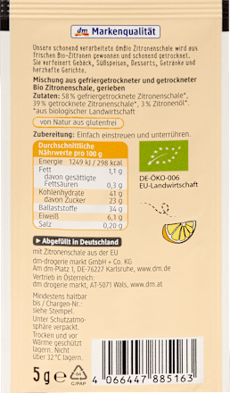 Zitronenschale gerieben (2x5g) dmBio
