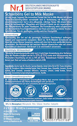 Gesichtscrememaske Gel to Milk Schaebens