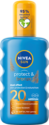 Sprej za zaščito pred soncem za hitrejšo porjavitev Protect & Bronze, ZF 20 NIVEA SUN
