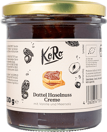 Schokoaufstrich Dattel Haselnuss Creme KoRo